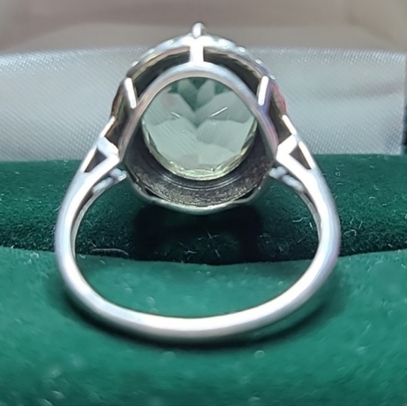 PTI Sterling Silver Large Green Stone Cocktail Ring Oval Size 9.75 Handmade - Picture 5 of 8